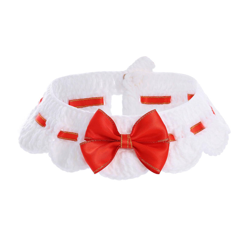 Campsis Bow Cat Collars Knitted Cat Collar with Button Kitten Collar Scarf for Pet Cats (S=7.9-9.8inch) S=7.9-9.8inch - PawsPlanet Australia