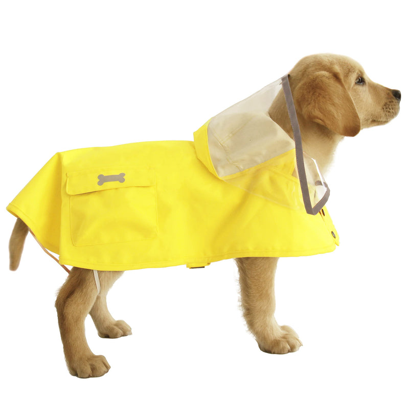 Dog Waterproof Raincoat with Poncho Hoodie, High Reflective Adjustable Yellow Pet Rain Jacket with Leash Hole for Small Medium and Large Dogs (Yellow, XXXX-Large) XXXX-Large: 92-115lbs