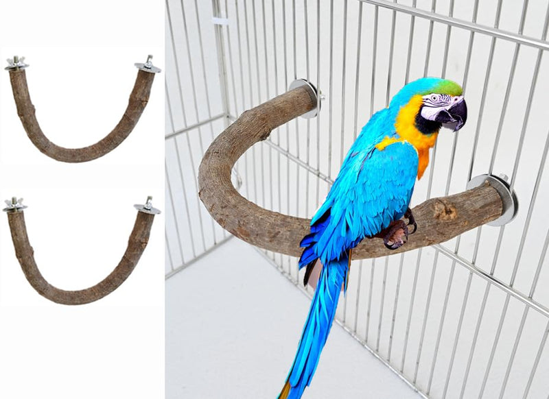 2Pcs 6.2inch Parrot Bird Natural Wood Stand Perch Swing U Shape Stick Bird Perches Bird Cage Toy for for Small to Regular Size Birds brown 2X6.2inch - PawsPlanet Australia