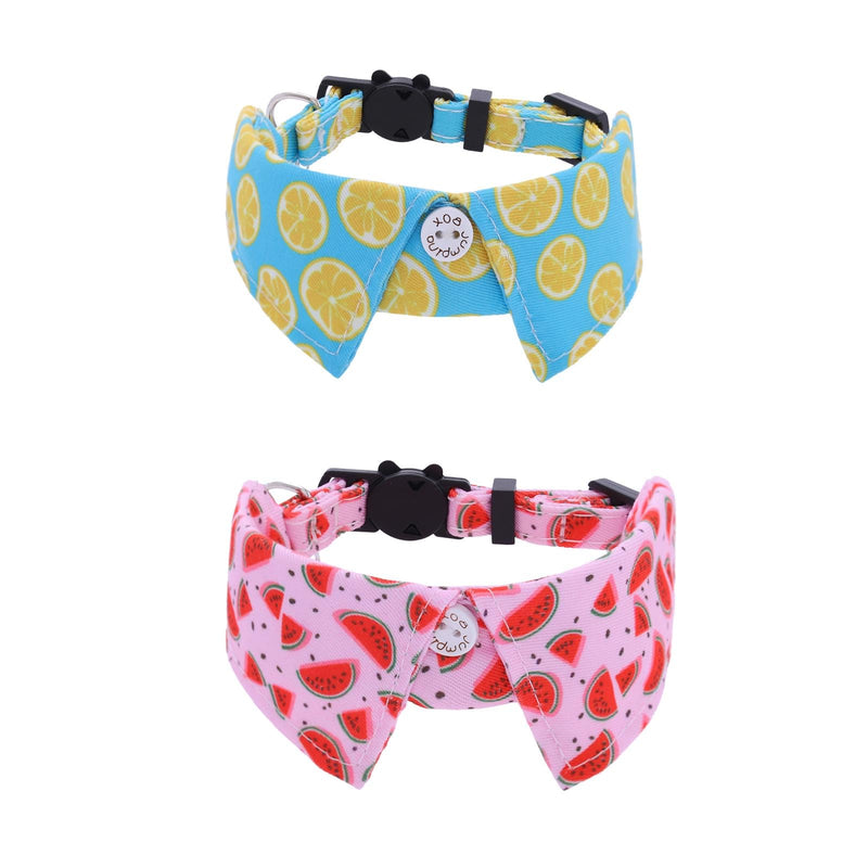 Campsis 2 Pack Breakaway Cat Collars Furit Pattern Cat Collar Safety Adjustable Flower Kitten Collar with Removable for Boy Cats and Girl Cats (Fruits pattern) Fruits pattern - PawsPlanet Australia
