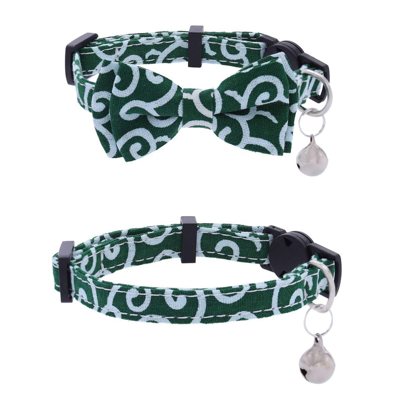 Campsis 2PCS Cat Collars with Bowtie Breakaway Cat Collar with Bell Adjustable Safety Kitten Collar with Removable Bow and Bell for Boy Cats Girl Cats - PawsPlanet Australia