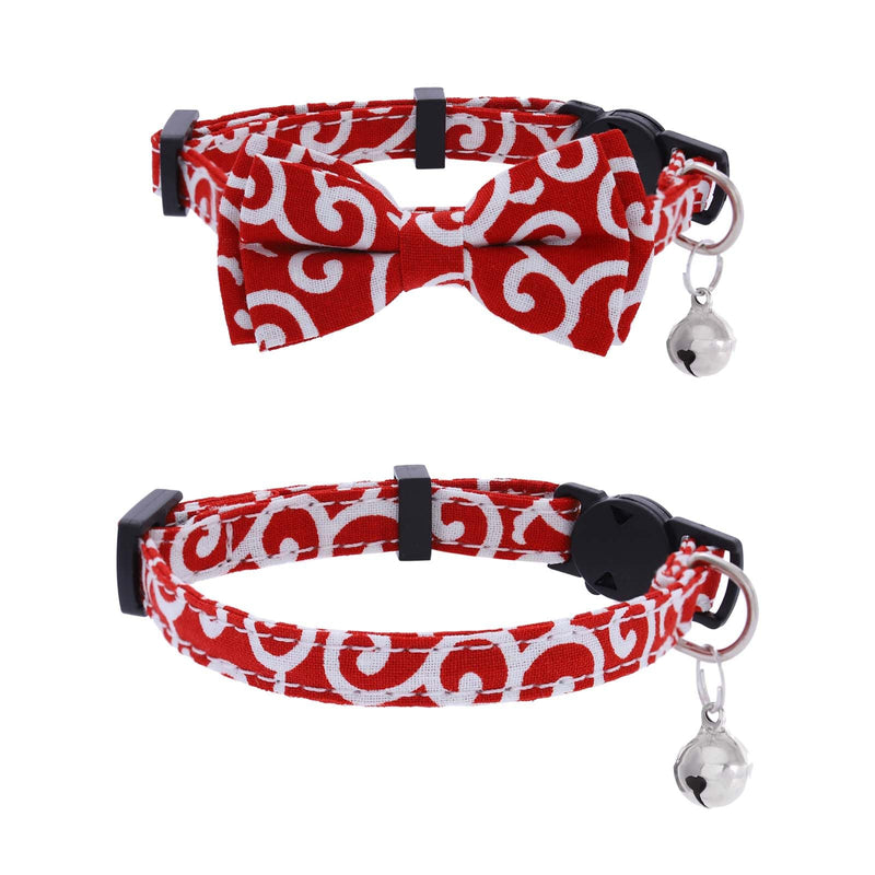 Campsis 2PCS Cat Collars with Bowtie Breakaway Cat Collar with Bell Adjustable Safety Kitten Collar with Removable Bow and Bell for Boy Cats Girl Cats - PawsPlanet Australia