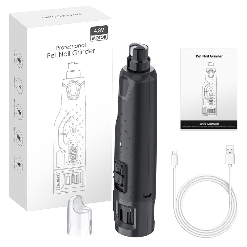 Rechargeable Dog Nail Grinder with 2 LED Lights Quiet 6 Speed Electric Nail Trimmer,Dust Cap,and 3 Grinding Ports for Large,Medium Small Dogs - PawsPlanet Australia