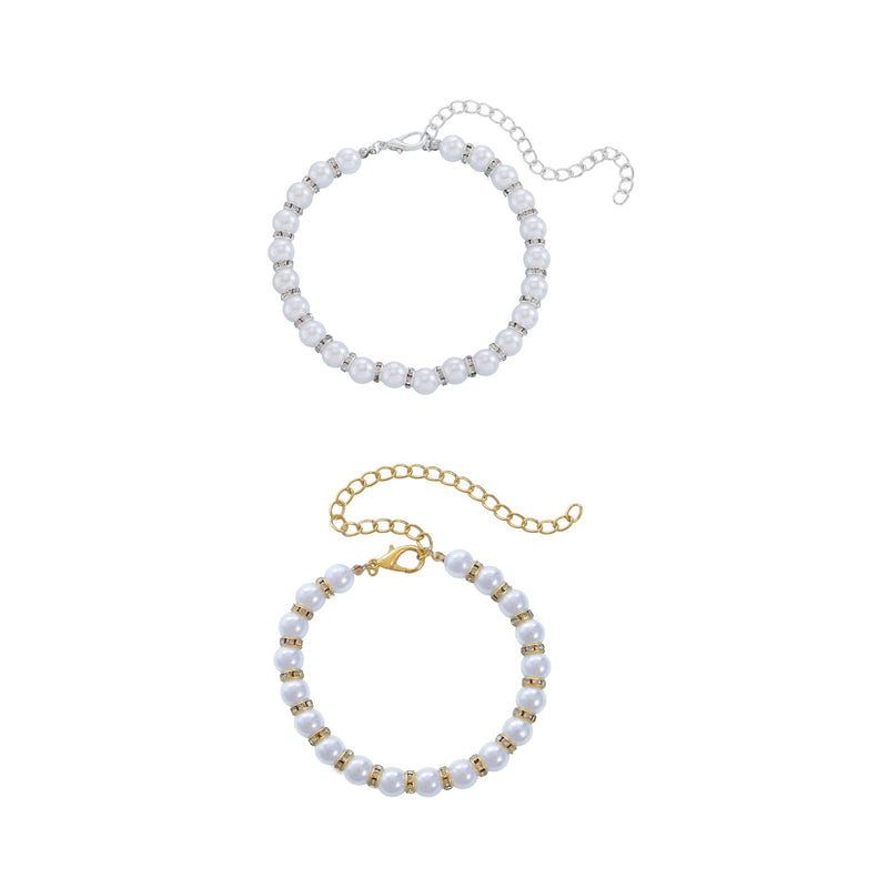 Campsis 2 Pack Rhinestone Cat Necklace Collar Pearl Cat Collars with Extension Chain Kitten Necklace Collar for Girl Cats (S=7.9-10.6inch) S=7.9-10.6inch - PawsPlanet Australia