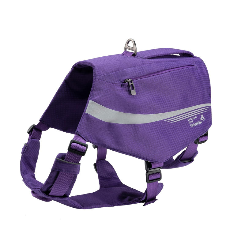 EXCELLENT ELITE SPANKER Y-Shaped Reflective Dog Backpack with Handle Pockets No Pull D-Rings Lightweight Hiking Gear for Dogs Hunting Camping Travel (Purple) Purple - PawsPlanet Australia