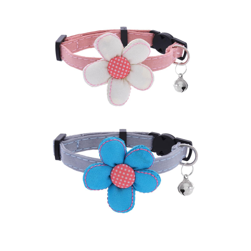 Campsis 2PCS Flower Cat Collar Pet Collar with Bell Safety Adjustable Breakaway Kitten Collars for Cats Kittens - PawsPlanet Australia
