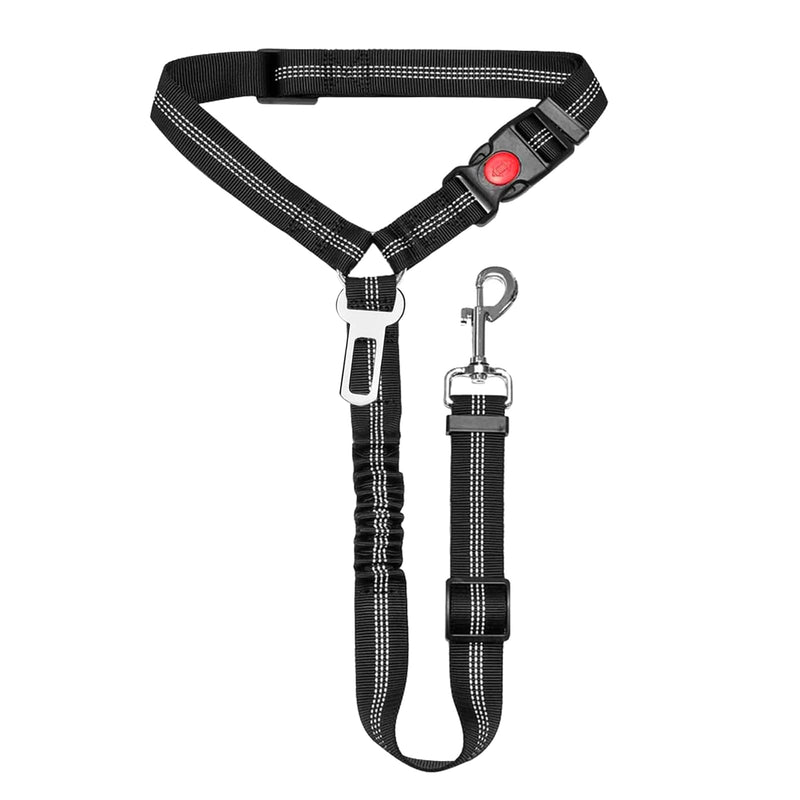Removable Dog Seat Belt Harness for Car, 3 in 1 Pet Car Seatbelt Leash, Retractable Restraint Secures to Vehicle Headrest & Adjustable Reflective Dog Seatbelt Tether (Black, 1pcs) black - PawsPlanet Australia