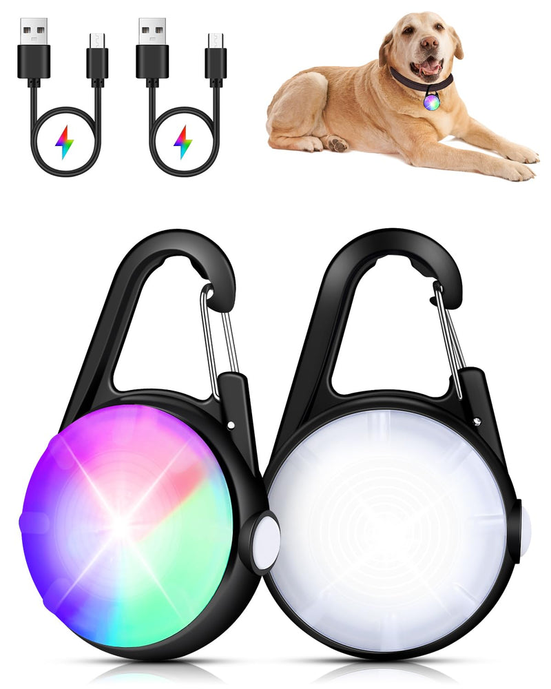 Dog Lights for Night Walking - 2 Pack 4 Modes Dog Collar Light, Rechargeable Dog Walking Light for Nighttime Clip On, IP68 Waterproof Durable Dogs Safety Light (Black) - PawsPlanet Australia