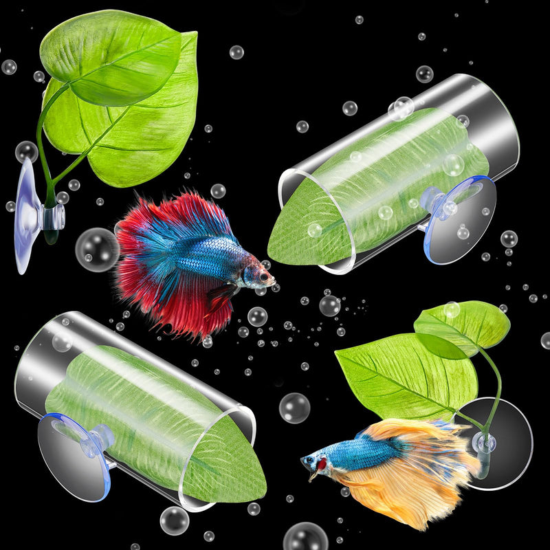 6 Pcs Betta Fish Acrylic Tube Tunnel Hollow Betta Fish Cave with Betta Fish Leaf Pad Betta Fish Tank Accessories for Aquarium Decor Fish Tank Accessories Decorations Shrimp Hideout Design Tube - PawsPlanet Australia