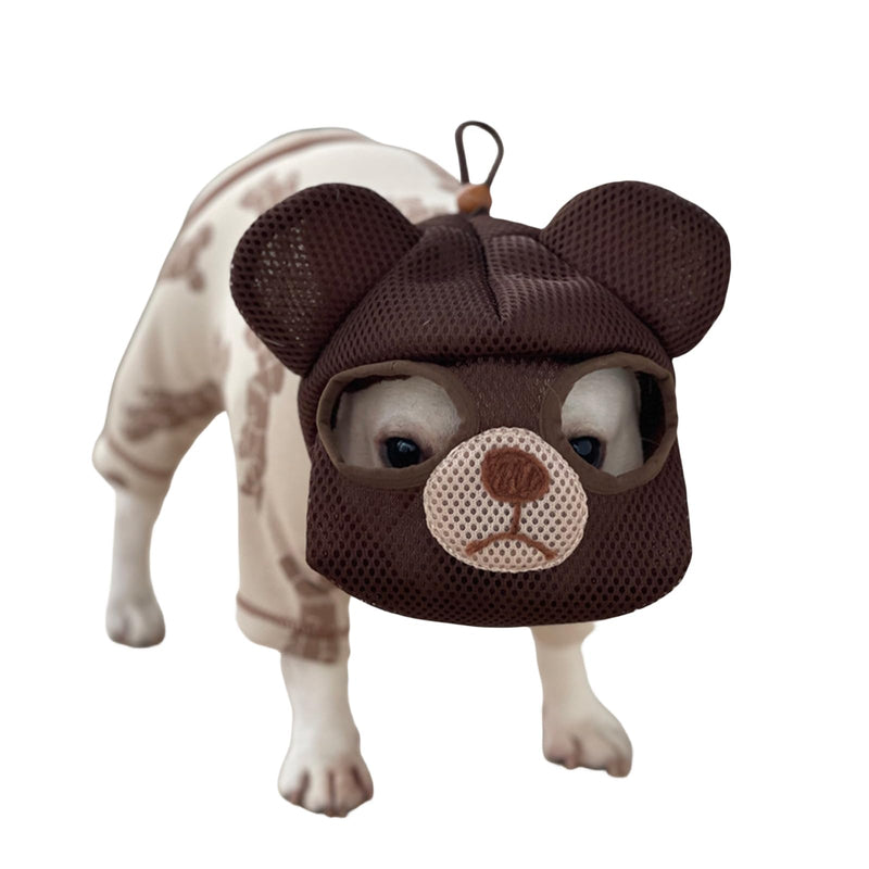 Bulldog Muzzle: Adjustable Breathable Mesh Anti-Biting Anti-Eating Mask for Biting Licking Chewing Grooming - Cute Fun Dog Cosplay Hat (Small,Bear) Small Bear - PawsPlanet Australia