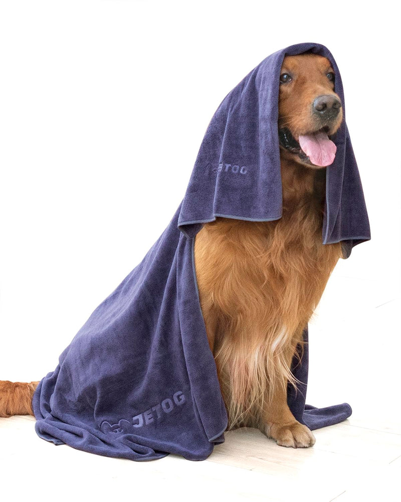 2-PCS Absorbent Dog Towel for Fast Drying Dogs of Large Medium Small with 56x28 Inch Extra Large Bath Towel and 30x14 Inch Daily Use Paw Towel, 100% Microfiber Pet Grooming Towel Set, Gray XL:56x28 Inch + S:30x14 Inch - PawsPlanet Australia