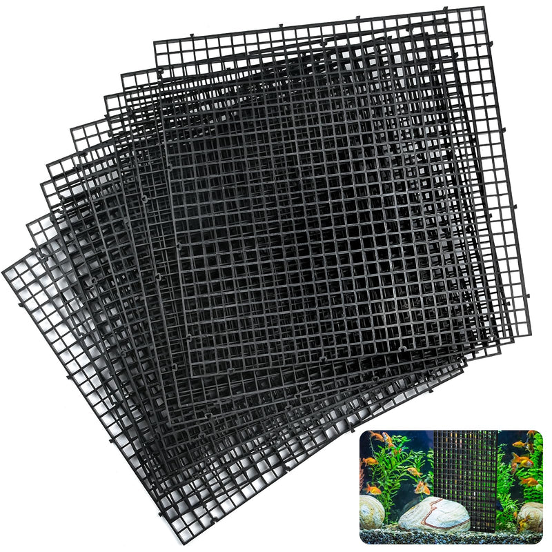 14pcs Aquarium Fish Tank Divider, Plastic Grate Isolation Board Partition, Black Aquarium Filter Bottom Tray Egg Crate Light Diffuser Grid Panel - PawsPlanet Australia
