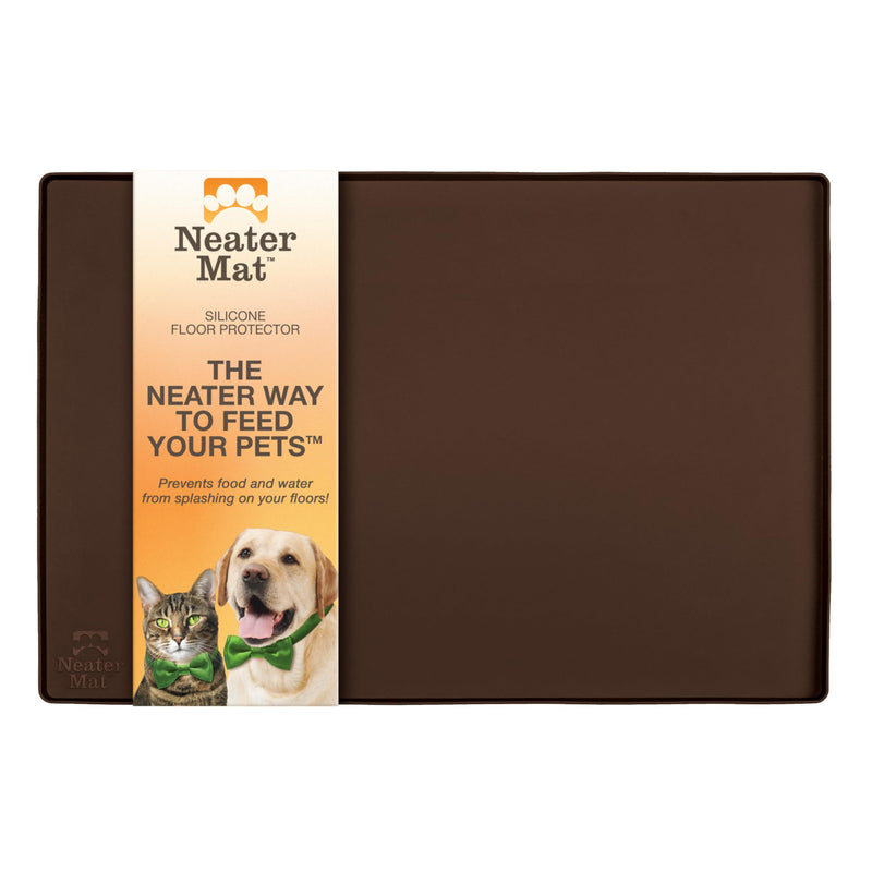 Neater Pet Brands Neater Mat - Waterproof Silicone Pet Bowls Mat - Protect Floors from Food & Water (24" x 16" Silicone, Brown) 24" x 16" - PawsPlanet Australia
