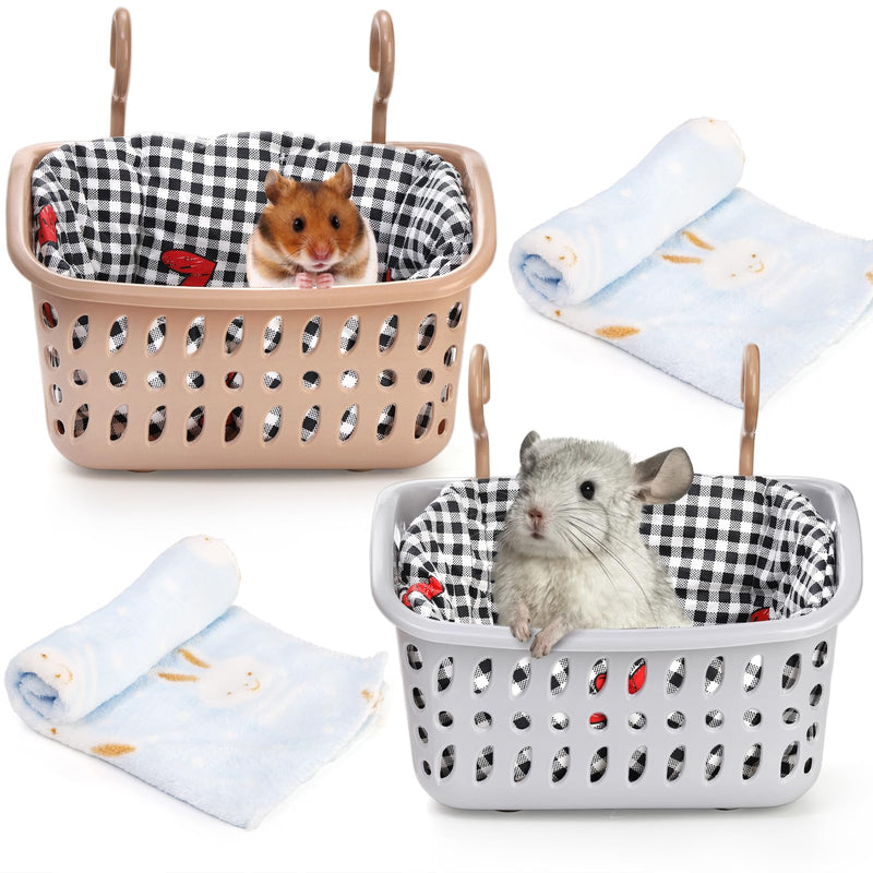 DEAYOU 2 Pack Rat Hammock for Cage, Chew Proof Small Animal Hanging Basket Bed with Hooks, Chinchilla Hideout Ferret Cage Accessories for Guinea Pig, Hamster, Sugar Glider, Hedgehog - PawsPlanet Australia