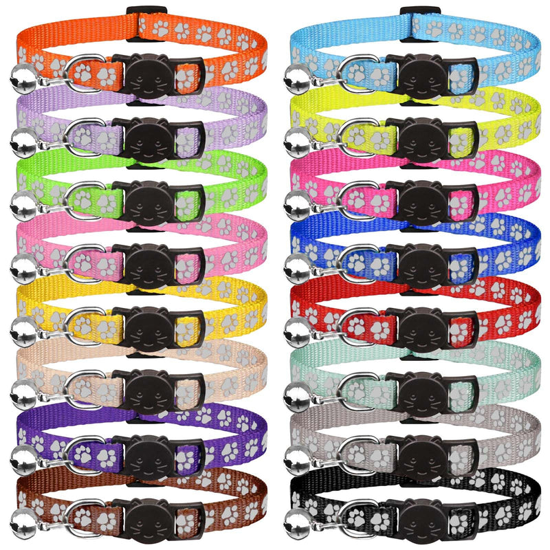 16 PCS Breakaway Cat Collars with Bells Reflective Cat Collar Safety Nylon Kitten Collars Cat Collars for Girl Boy Cats(6"-9") Kittens(6" - 9") - PawsPlanet Australia