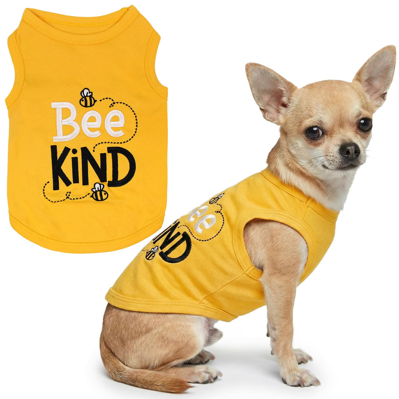 Parisian Pet Dog Shirt – 100% Cotton Shirts for Small Dogs – Sleeveless Puppy Vest – Lightweight and Breathable Pet Apparel – Soft Pullover Summer Dog Clothes - Stretchy T Shirts for Dogs Bee Kind S - PawsPlanet Australia