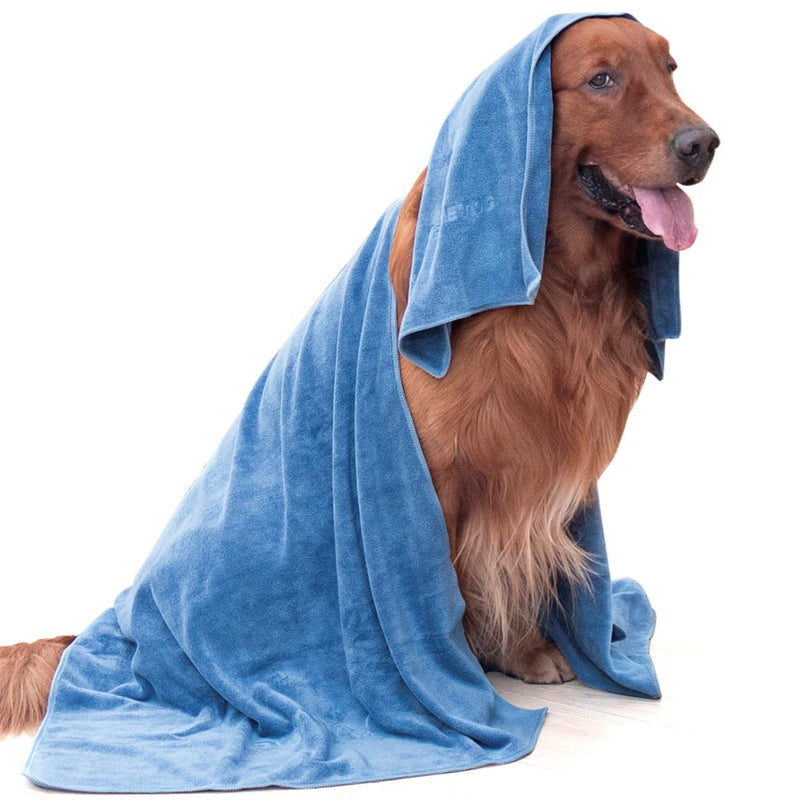 2-PCS Fast Drying Dog Towels - 56 x 28 Inch Ultra Soft & Absorbent Large Dog Towel with 30 x 14 Inch Daily Use Paw Towel - 100% Microfiber Pet Bath Grooming Towels for Dogs Cats, Blue XL:56x28 Inch + S:30x14 Inch - PawsPlanet Australia