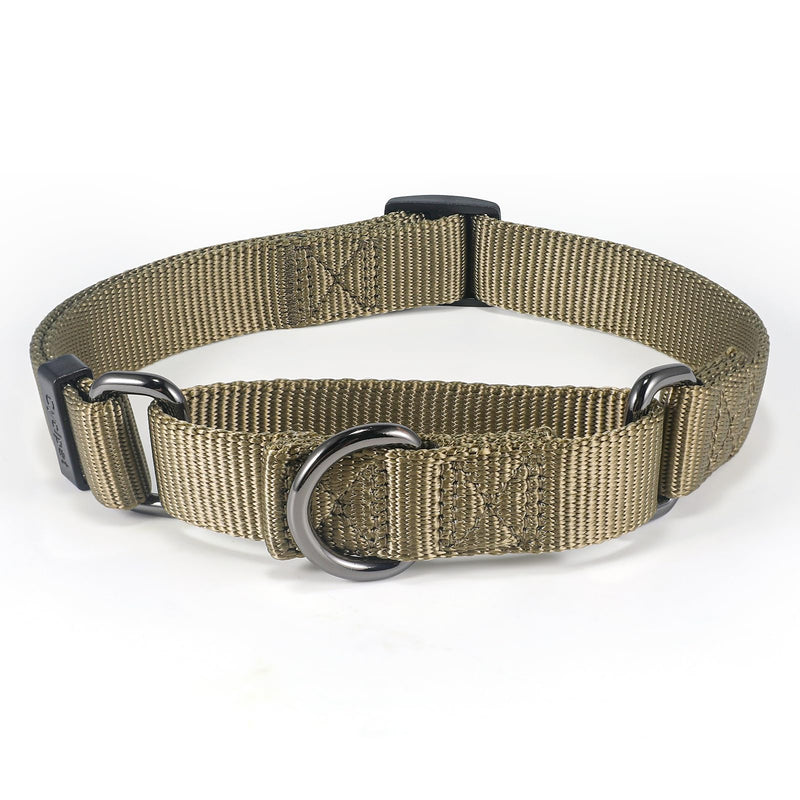 Nylon Adjustable Martingale Dog Collars,Comfort and Silky Training & Daily Use Dog Collar with Heavy Duty D-ring for Active Dogs. (Military Green, Medium) Military Green - PawsPlanet Australia