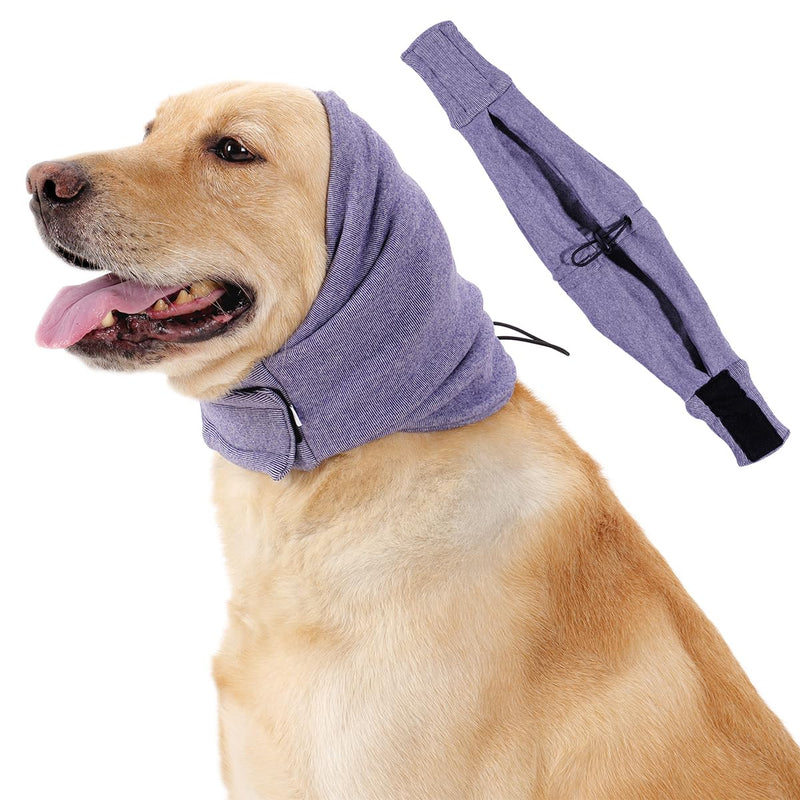 HEYWEAN Dog Ear Muffs with Velcro Noise Protection Hoodie for Dogs Breathable Calming Head Wrap with No Flap Ear Covers Anxiety Relief for Thunderstorms Purple Medium - PawsPlanet Australia