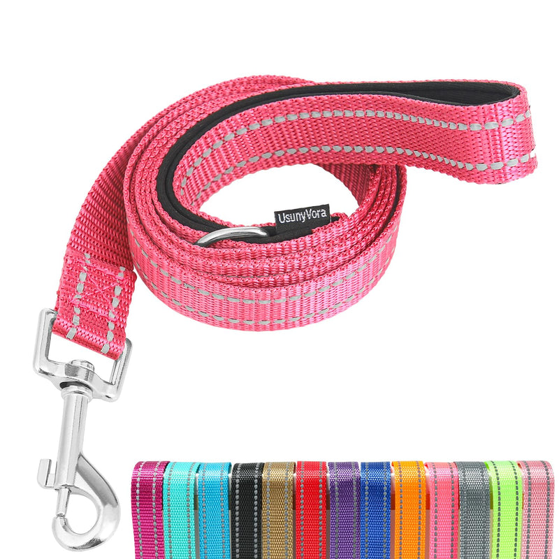 Reflective Nylon Dog Leash for Walking,Strong Dog Leash with Padded Handle for Medium and Large Dogs,6 FT,Hot Pink Hot pink 1" x 6 FT - PawsPlanet Australia