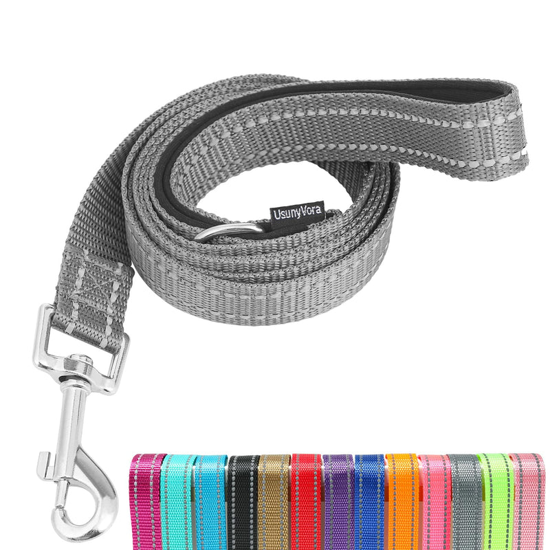 Reflective Nylon Dog Leash for Walking,Strong Dog Leash with Padded Handle for Small and Medium Dogs,5 FT,Grey Grey 3/4" x 5 FT - PawsPlanet Australia