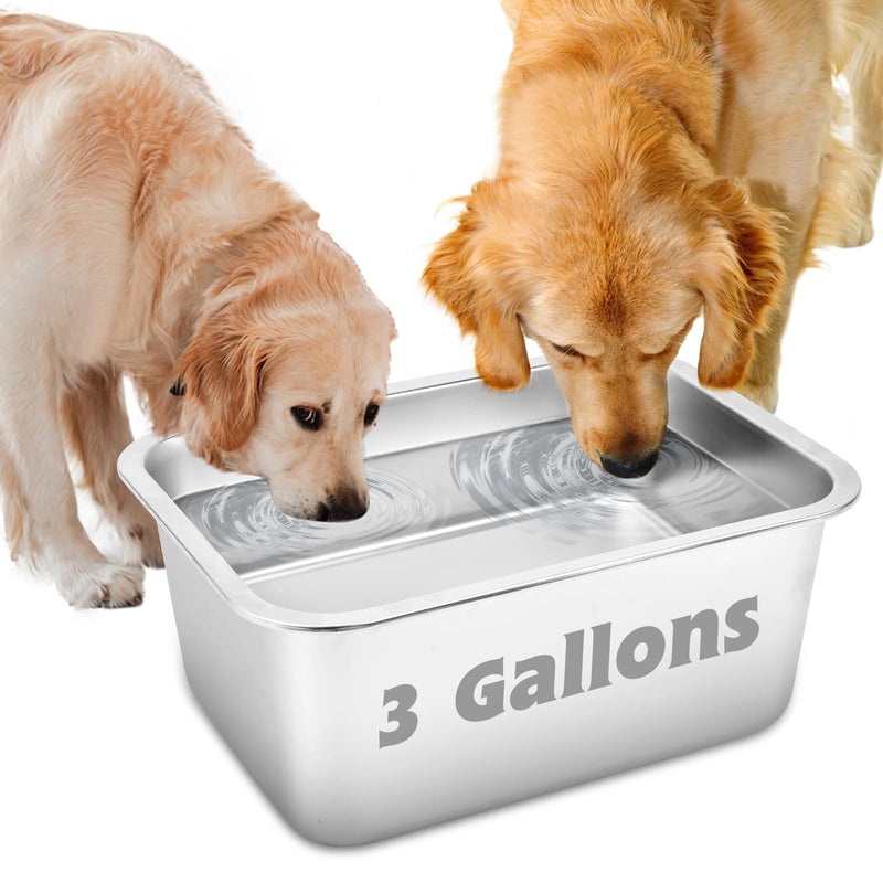 YUEPET 3 Gallons Stainless Steel Dog Water Bowls, Extra Large Metal Dog Food and Water Bowls Large Capacity Pet Water Bowls for Indoor and Outdoor Extra Large Dogs - PawsPlanet Australia