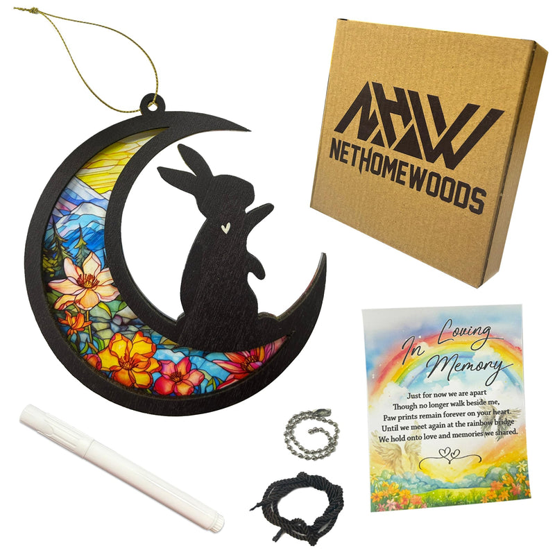 Rabbit Memorial Suncatcher, Personalized Rabbit Memorial with Name Date, Rainbow Bridge Bunny Sympathy Card, Pet Passing Away Gift, Loss of Rabbit Sympathy Gift, Bereavement Gift - PawsPlanet Australia