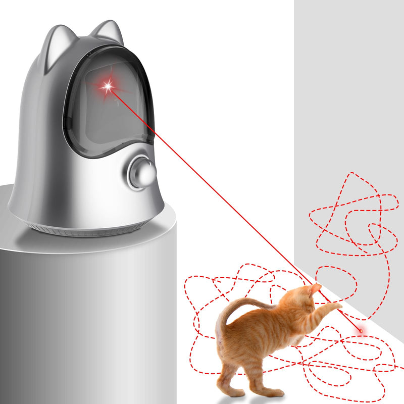 Cat Laser Toys for Indoor Cats, Random Trajectory Laser Cat Toy, Interactive Cat Toys for Bored Indoor Adult Cats/Kittens/Dogs (Silver) Silver - PawsPlanet Australia