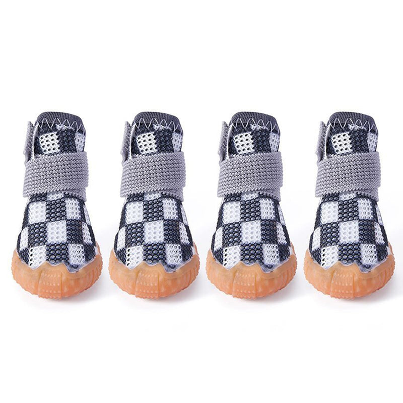 Dog Shoes for Small Dogs,Breathable Dog Boots,Pet Paw Protector for Hot Pavement and Winter Snow,Outdoor Walking and Indoor Hardfloors(Black-Size 4) Black Plaid