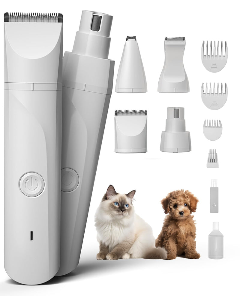 Small Dog Electric Clippers for Grooming Cordless Low Noise for Trimming Pet's Hair 4 in 1 Quiet Cordless Small Dog Paw Trimmer Nail Grinder Shaver for Small Pets - PawsPlanet Australia
