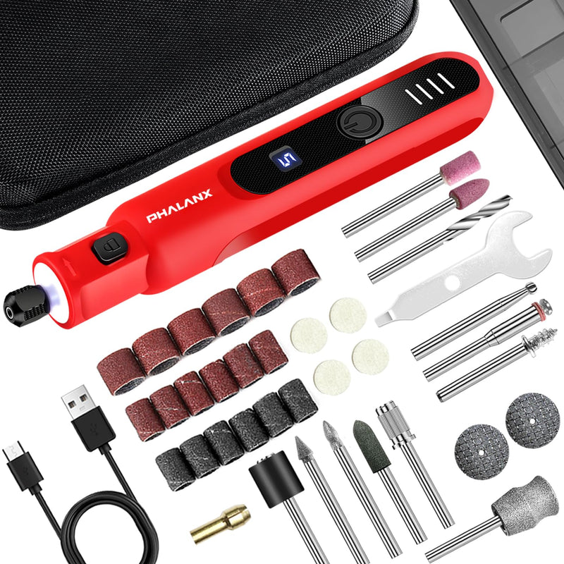 Dog Nail Grinder - Upgraded Pet Nail Grinder, Electric 5 Speeds LED Lights Ring Rechargeable Dog Nail Trimmers Kit, 40 Accessories Cordless Pet Nail Grinder for Dogs Cats and Small/Medium Animals Red - PawsPlanet Australia