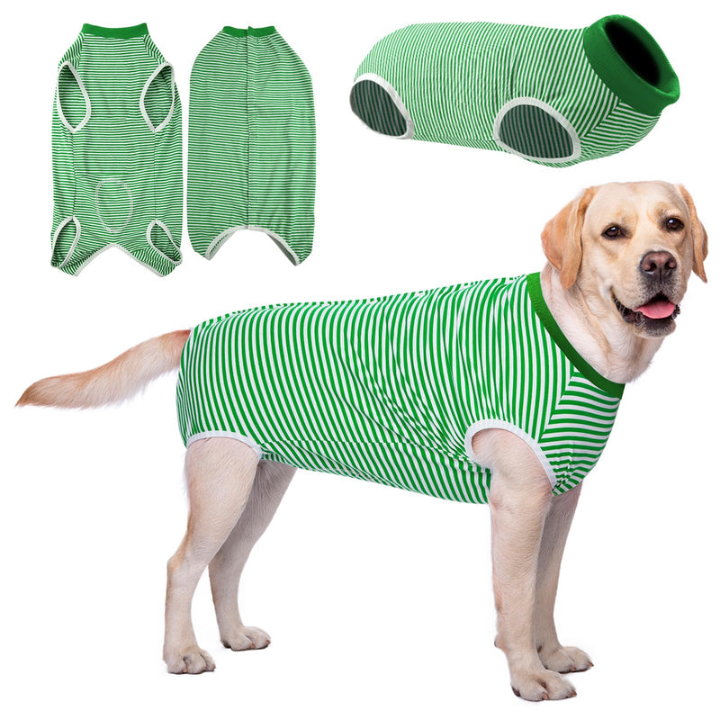 AURUZA Dog Recovery Suit After Surgery, Soft Breathable Dog Onesie for Surgery Female Male, Anti Licking Dog Surgical Suit (Green Stripey,XL) - PawsPlanet Australia