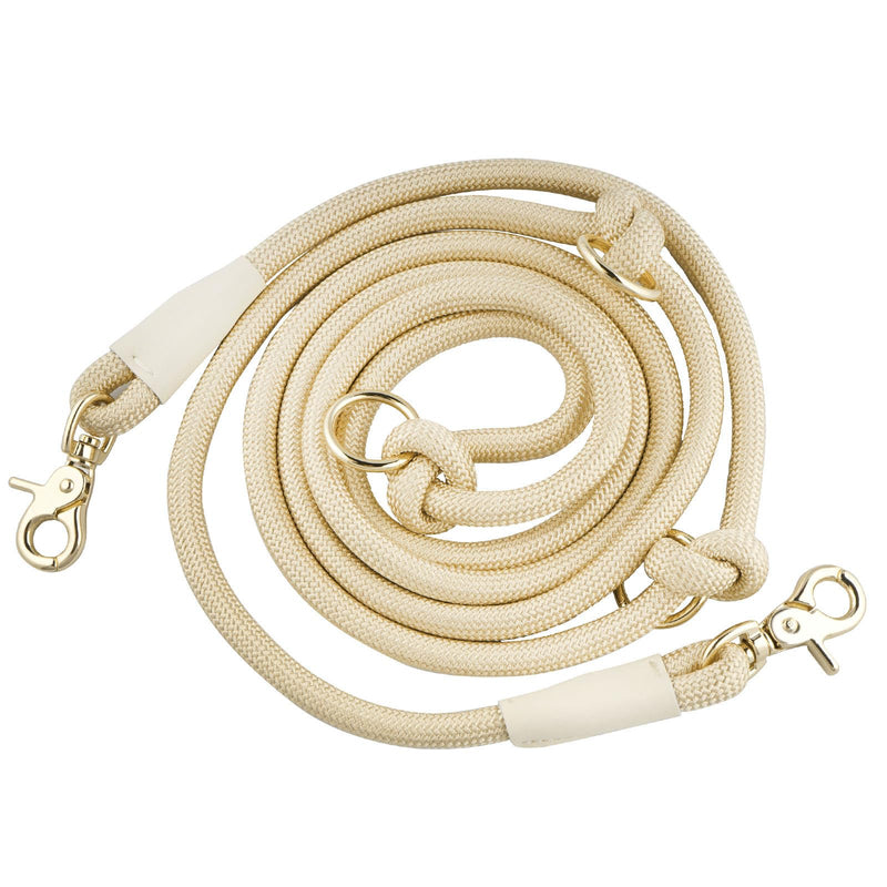 8.5ft Multifunctional Hands Free Nylon Rope Waist Dog Leash, Adjustable Shoulder Crossbody Walking Lead 8.5ft x 10mm Gold - PawsPlanet Australia