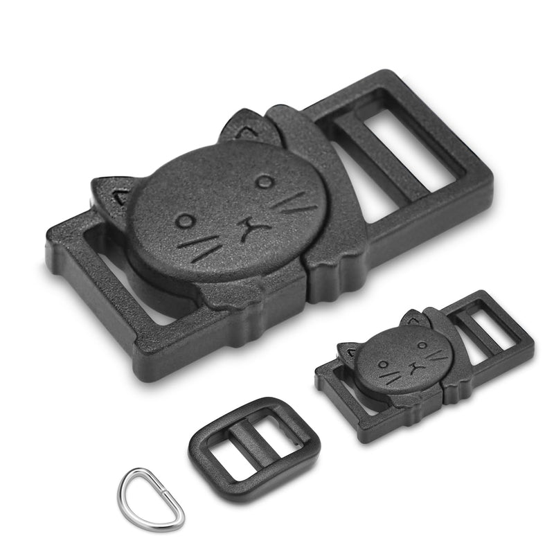 3/8" Breakaway Cat Collars Clasp Kit, 20 Set Break Away Lanyard Clasp Cat Safety Collar Paracord Buckles Accessories(Black) Buckle+Slider+Ring - Black - PawsPlanet Australia