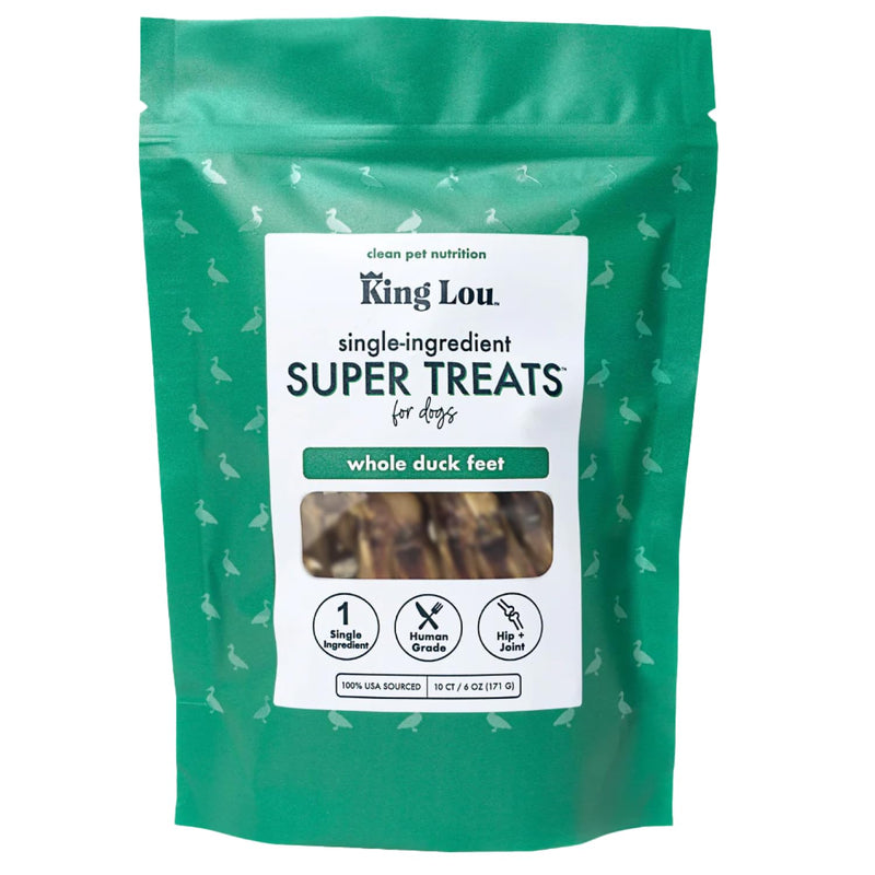 King Lou Pets - Whole Duck Feet for Dogs - Dehydrated Duck Dog Treats - USA-Made Dental Treats for Dogs - Collagen, Glucosamine, Chondroitin for Hip and Joint Health - 10 Count 10 Count (Pack of 1) - PawsPlanet Australia