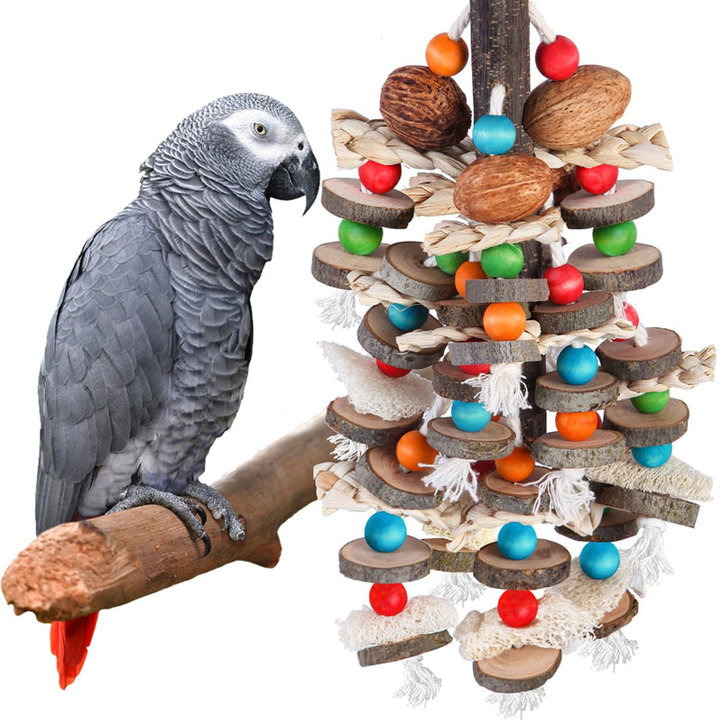 BBjinronjy Large Parrot Toys Bird Chewing Toys-Natural Nuts Corn Loofah Wooden Bird Cage Toy for African Grey,Macaws,Conure,Cokatoos,Cockatiel,Amazon Parrots and Other Medium and Small Birds - PawsPlanet Australia