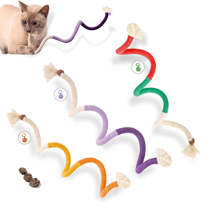 Cat Toys Chew Rope 3PCS Catnip Toys, Safe Teeth Cleaning Rope Cat Chew Toy, Interactive Cat Nip Cat Toys for Bored Indoor Adult Cats, Kitten, Handmade Enrichment Cat String Toy for 27.6" All Breeds Pro-3 Pcs - PawsPlanet Australia
