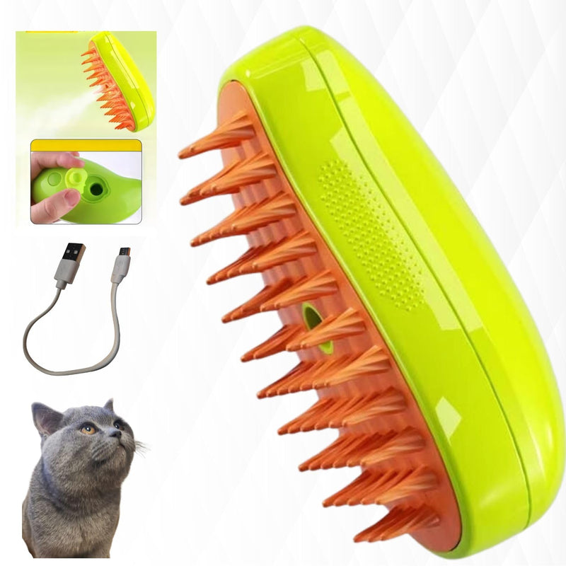 Cat Steam Brush,Steam cat brush,pet steam brush,Cat Brush, 3 In1 Cat Steamy Brush,Cat Grooming Brush,Cat hair steam brush,Steam brush for cats GREEN - PawsPlanet Australia