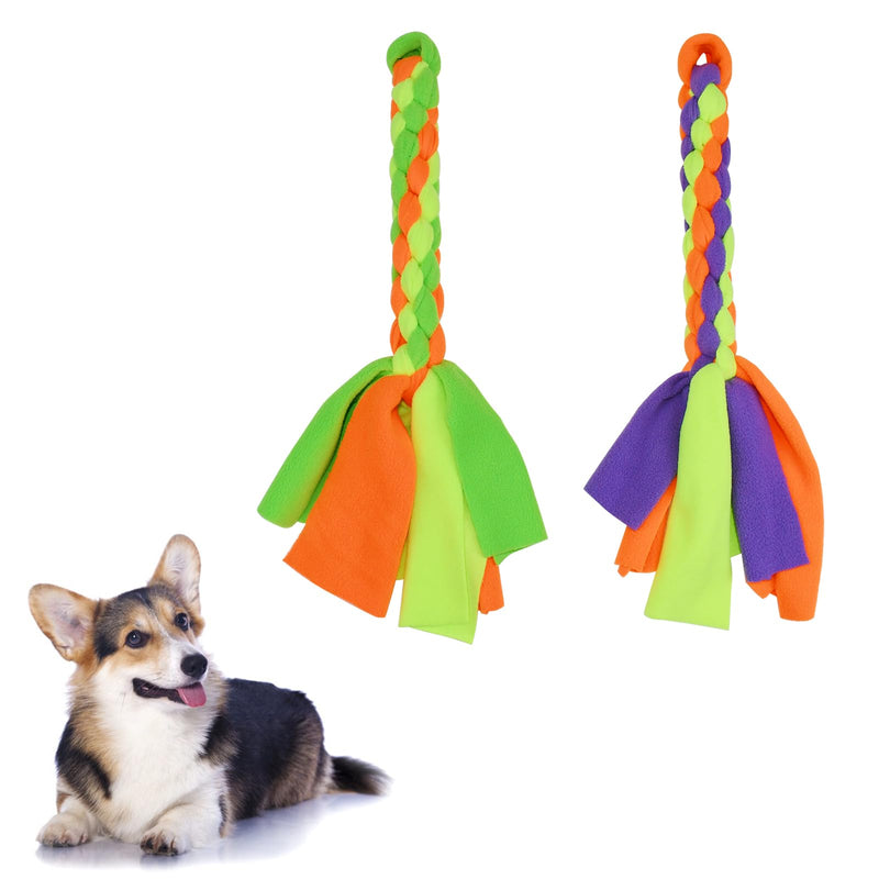 2 Pack Dog Fleece Rope Toy Dog Flirt Pole Replacement Toys to Chase and Tug Interactive Dog Toys with Chewing Rope Pet Braided Rope Tether Lure Toy to Outdoor Exercising Training Yellow and Green - PawsPlanet Australia