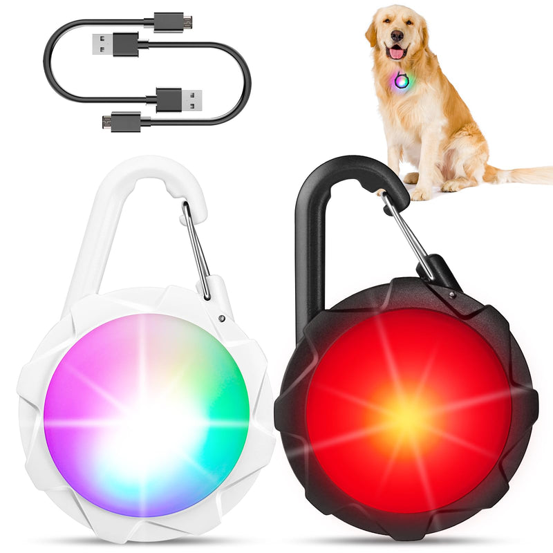 Dog Lights for Night Walking, 2 Pack 4 Modes Dog Collar Light, IP68 Waterproof Dog Light, 700 mAh High Capacity USB Rechargeable Dog Safety Light for Night Cycling, Climbing, Camping Black and White - PawsPlanet Australia