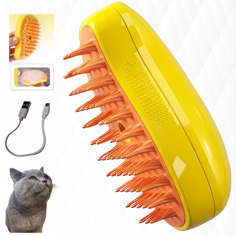 Cat Steam Brush,pet steam brush, 3 In1 Cat Grooming Tool,Cats Hair Steamer(YELLOW) YELLOW - PawsPlanet Australia