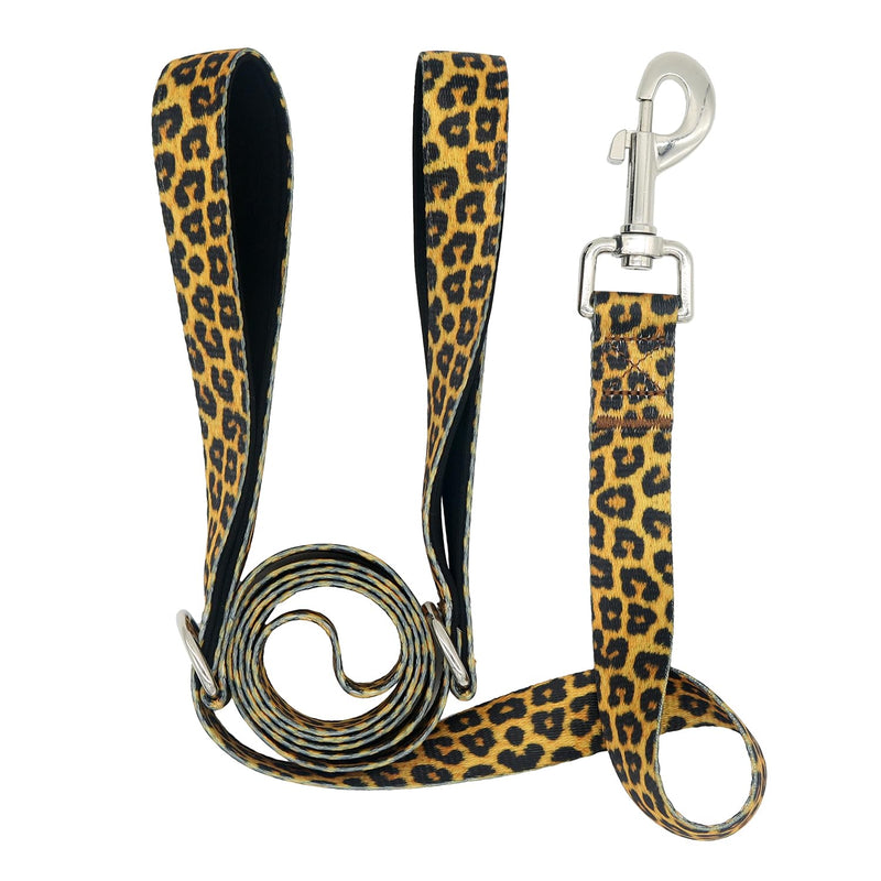 Double Handles Dog Leash for Woman, 2 Handles Dog Leash with Protective Mesh Plus Double D Rings (Leopard, L) Leopard - PawsPlanet Australia