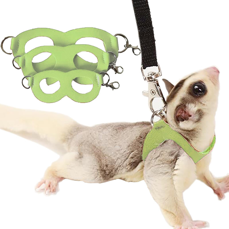 3 Pack Sugar Glider Harness and Leash Set Small Animal Training Walking Vest for Squirrel Hamster Rat-Green Green - PawsPlanet Australia
