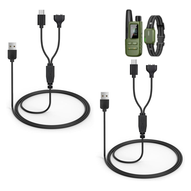 2-Pack Dog Shock Collar Charger Cord Replacement for Jugbow Training Collar, 2-in-1 Magnetic and USB C Charging Cable - PawsPlanet Australia