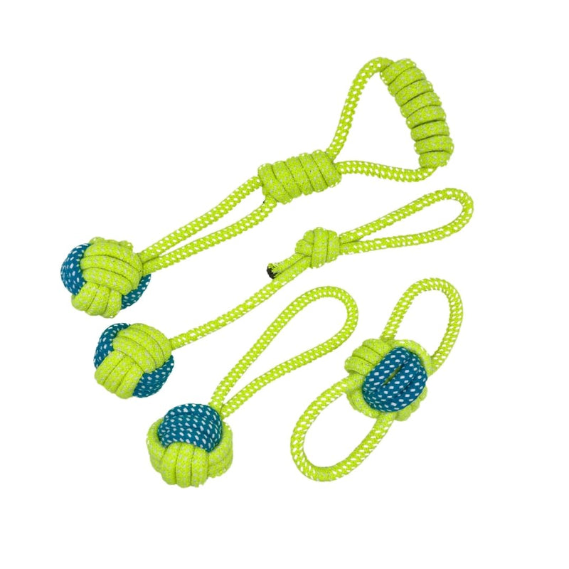 Tater's Choice 4pc Rope Toy Set, Durable Cotton Knotted Woven Pet Dog Toy Rope Set for Small to Medium Dogs, Eco-Friendly Cotton Rope Toys - PawsPlanet Australia