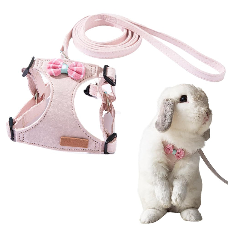 Rabbit Harness and Leash - Adjustable Bunny Harness Escape Proof for Walking Runnig Hiking Camping Outdoor - Cute Small Animal Harness Leash Set (Small,Pink) Pink - PawsPlanet Australia