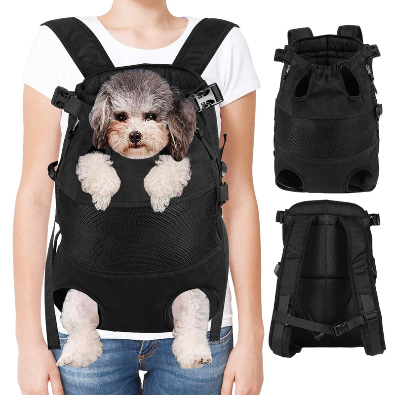 Dog Carrier Backpack - Legs Out Front - Facing Pet Carrier Backpack for Small Medium Large Dogs, Airline Approved Handsa - Canvas Mesh Free Cat Travel Bag (Black) - PawsPlanet Australia