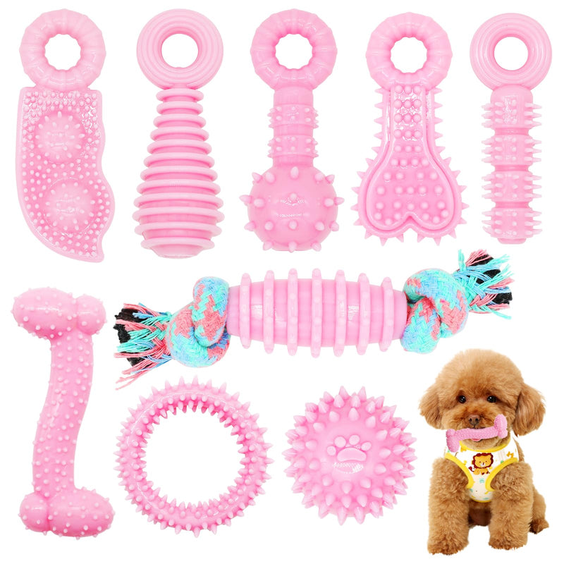 Puppy Toys, 9 Pack Puppy Chew Toys for Teething, Cute Pink Small Dog Toys, Puppy Teething Toys for Puppies, Soft Durable Interactive Dog Chew Toys for Puppy to Small Dogs Pink（9Pack） Extra Small Dog - PawsPlanet Australia