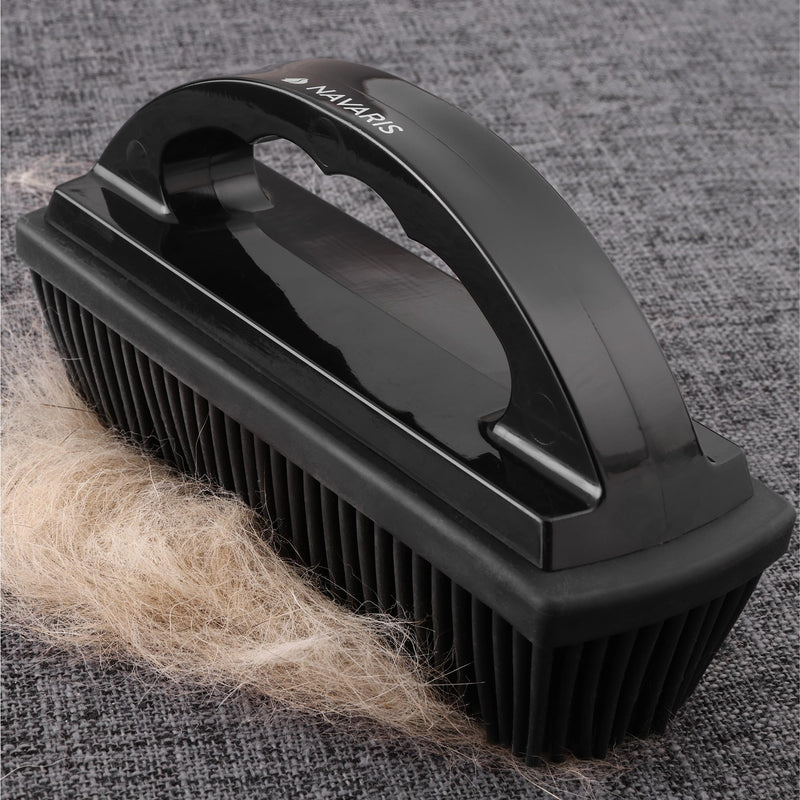 Navaris Pet Hair Remover Brush - for Multiple Surfaces Including Furniture, Carpets, Clothes - Dog and Cat Quick Easy Fur Remover with Handle - 15.5 x 8.5 x 5cm (6.1" x 3.3" x 2") - PawsPlanet Australia