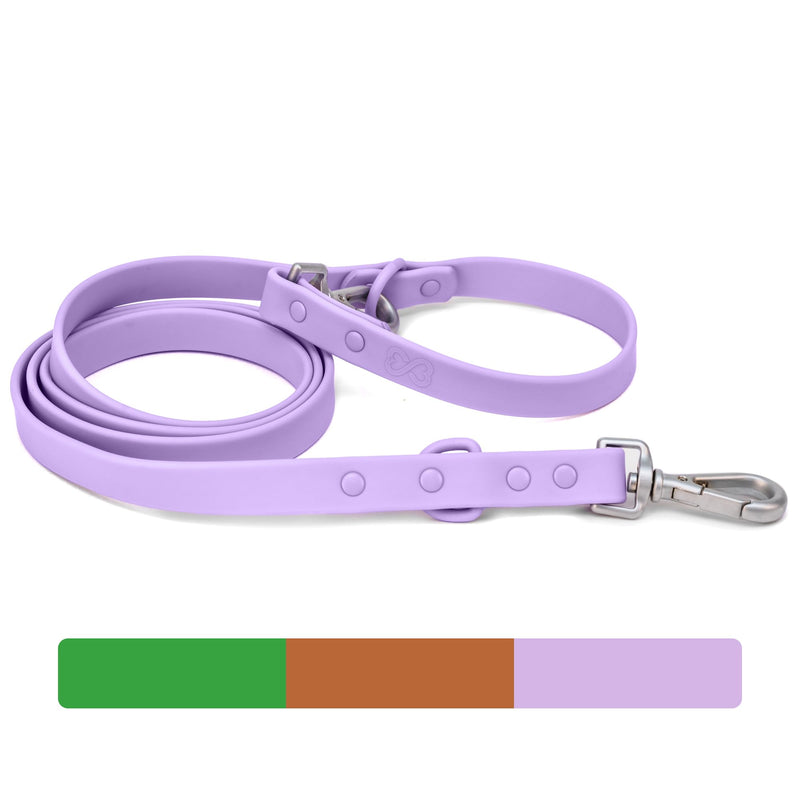 Waterproof Dog Leash | BearBone Double Ended Dog Leash | PVC Rubber Dog Leash with Dual Clip for Versatility | Lilac Dog Leash for Small Dogs (Lilac, Small) - PawsPlanet Australia